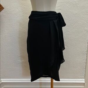 Plastic Island XS High Waisted Wrap Skirt Black, Petal Front